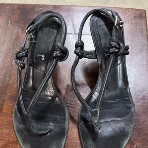 Dior Black Leather Knot-Detail Slingback Sandals - Women